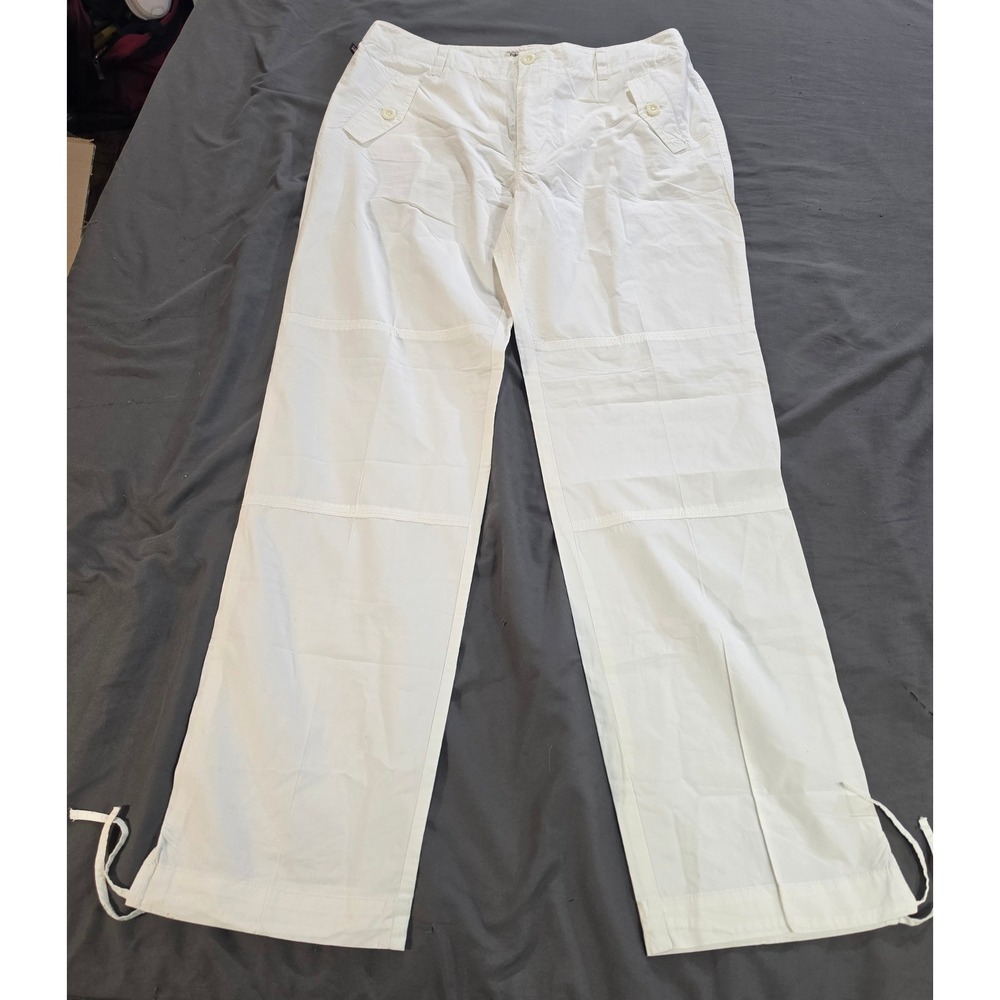 Polo Jeans Co Ralph Lauren Womens White Cotton Utility Cargo Pants Size 10 NWOT